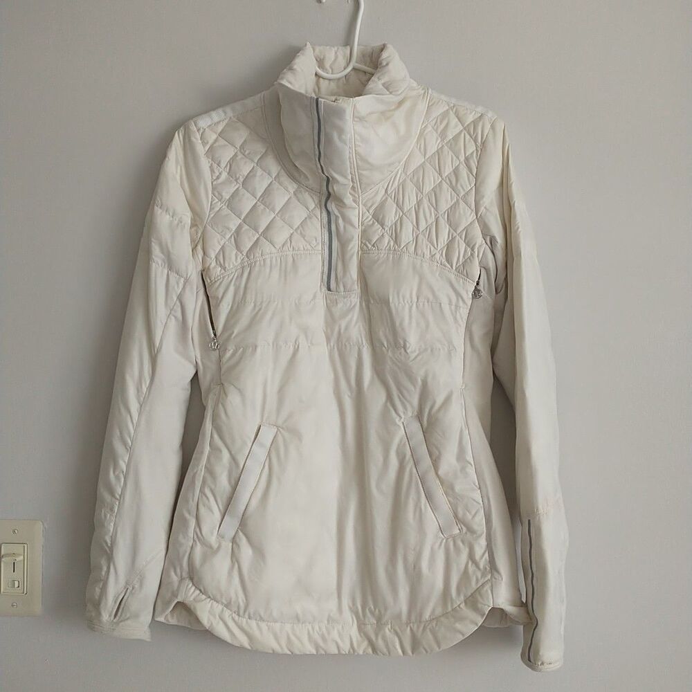 Lululemon What the Fluff Pullover Womans 6 Off White Quilted Down Puffer Jacket